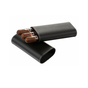 Visol Santa Fe Black Textured Leather 3 Cigar Case