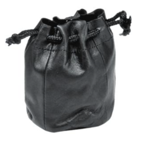 Black Leather Vallemosso Drawstring Tobacco or Pipe Pouch