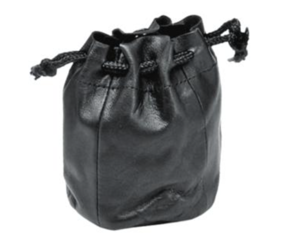 Black Leather Vallemosso Drawstring Tobacco or Pipe Pouch