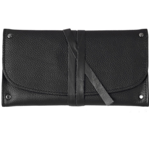 Genuine Leather Deluxe Rollup Tobacco Pouch Black