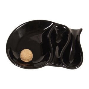 Black Ceramic 2 Pipe Ashtray with Knocker (P903)