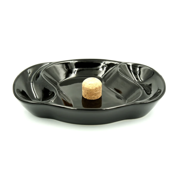 2-Pipe Black Ceramic Ashtray with Knocker (P901)