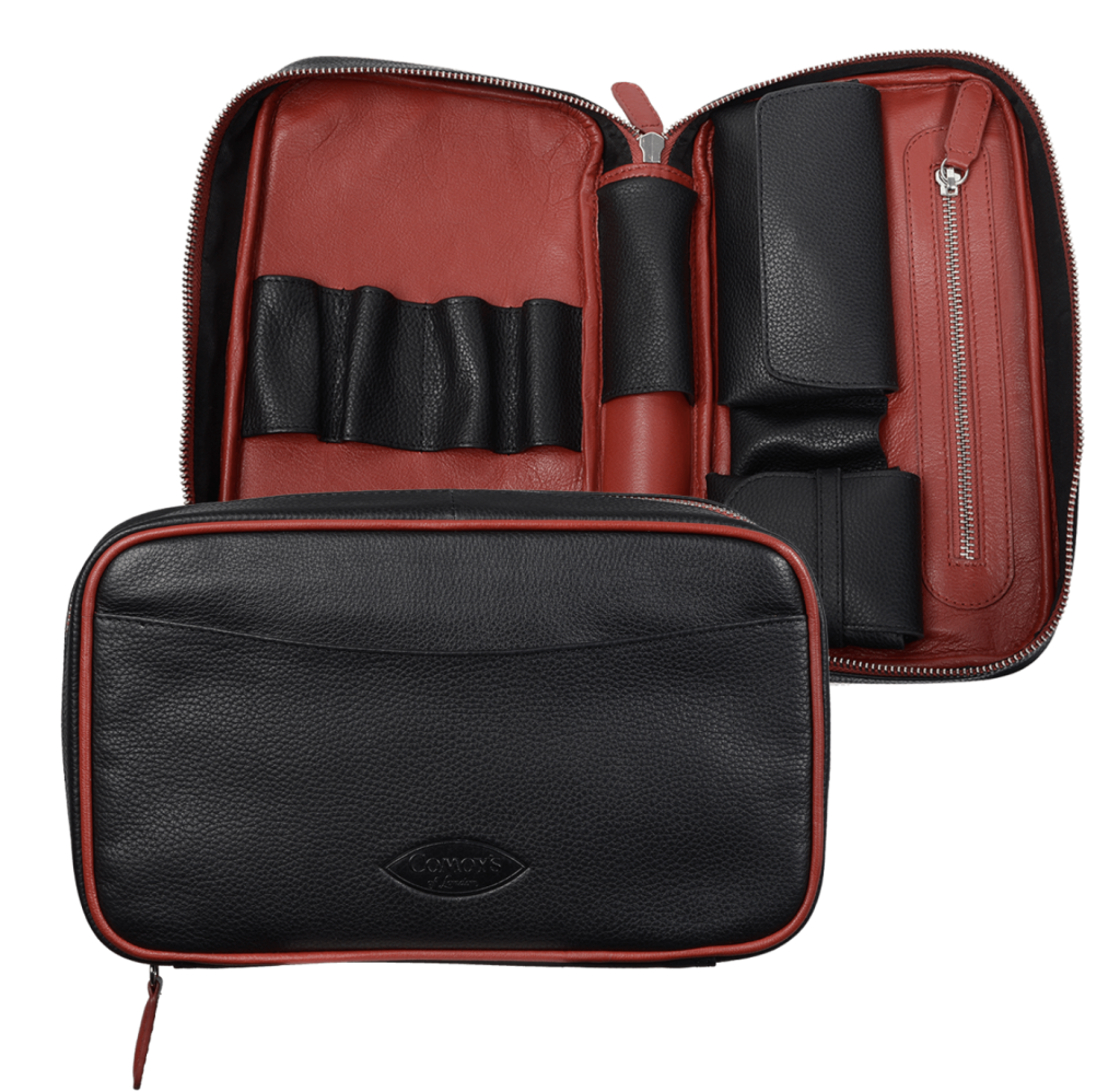Comoys Tobacco Pouch Multi Pipe Travel Case Black & Red Boswell Pipes